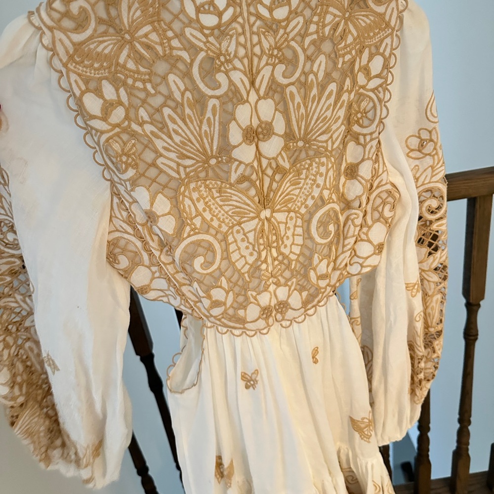 Zimmermann Cream and Gold Lace Long Sleeve Dress - Picture 4 of 7